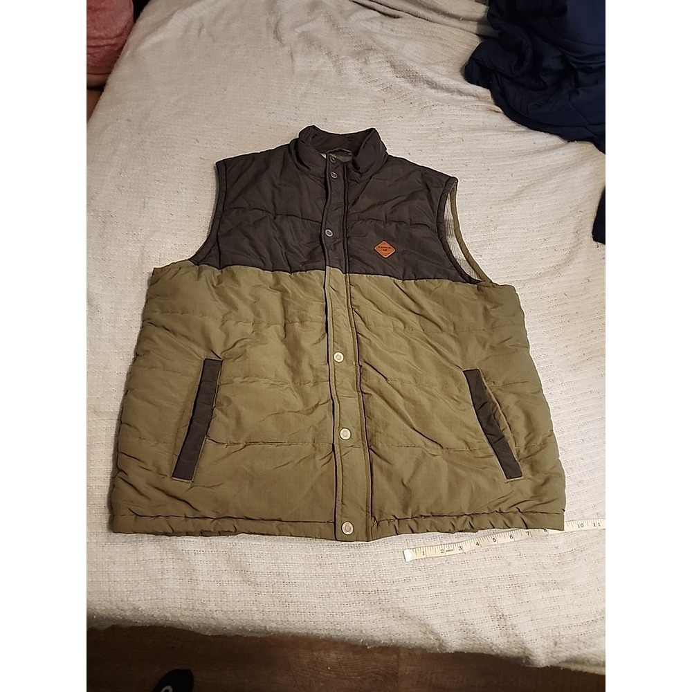 Cinch ‎ Puffer Vest Quilted lined XL Mens Insulated Green/Gray Ripstop Outdoor